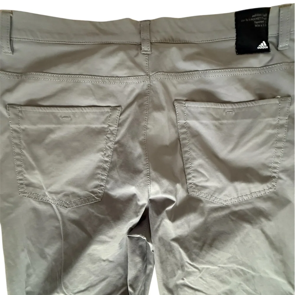 adidas Golf Men's Light Gray Golf Chinos Go To 5 Pocket Pant Tapered Fit 34x32